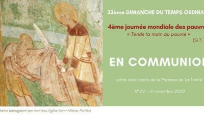 Lettre « En Communion » pour la journée mondiale des pauvres, dimanche 15 novembre
