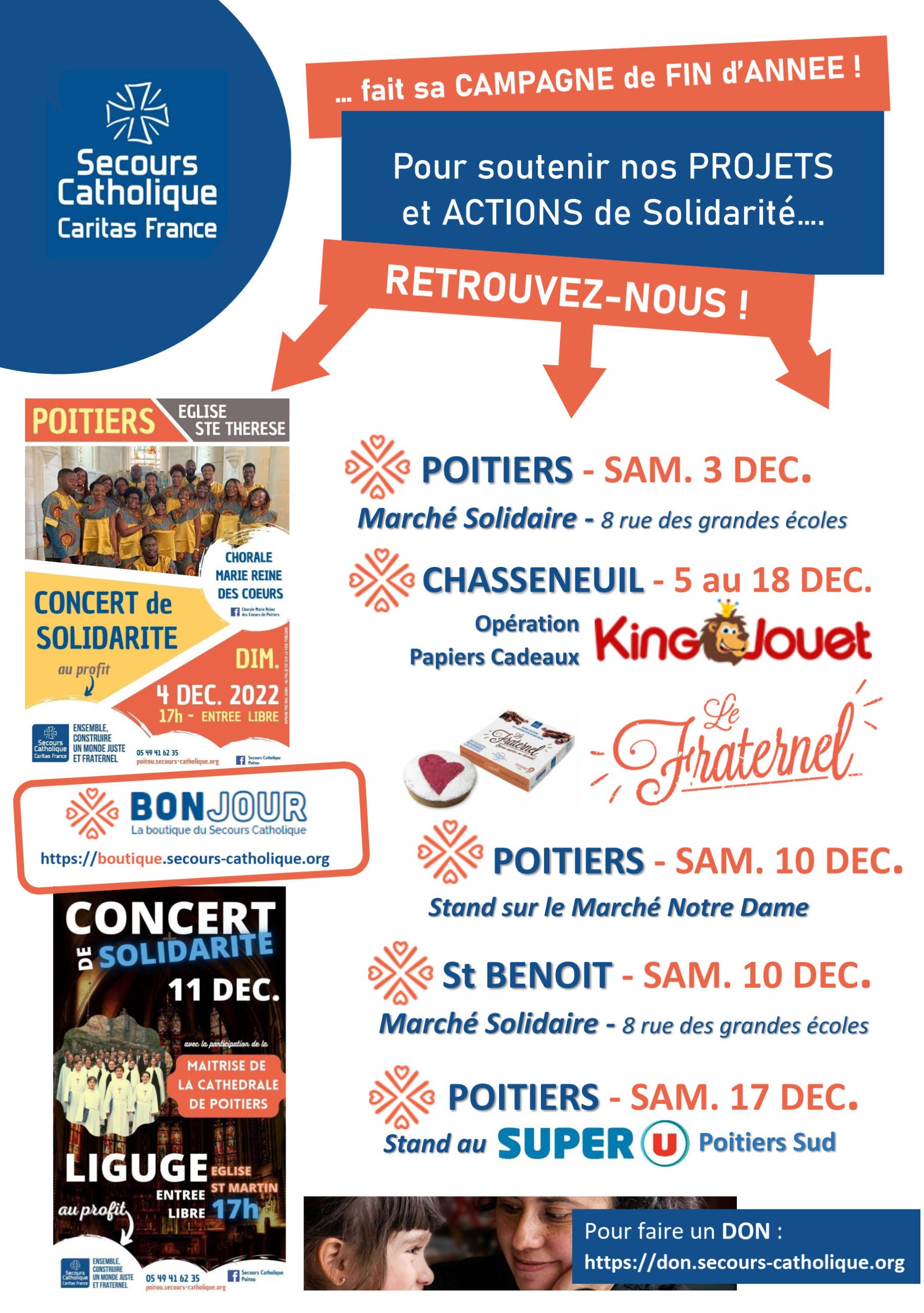 Secours Catholique Caritas France, délégation du Poitou, campagne de décembre 2022