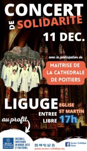 Concert du 11 décembre 2022 à Ligugé de la maîtrise de la Cathédrale de Poitiers en faveur du Secours Catholique