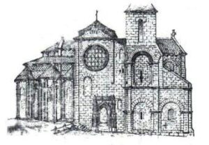 Côté nord au milieu du XIXe siècle de l'église Saint-Hilaire de Poitiers