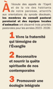 Les priorités du Projet Pastoral 2023 de la Paroisse de la Trinité de Poitiers